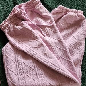 Pink Textured Jogger Pants